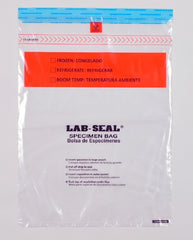 Elkay Plastics Specimen Transport Bag with Document Pouch Lab-Seal® Tamper-Evident 13 X 18 Inch LDPE Adhesive Closure Biohazard Symbol / Storage Instructions NonSterile