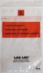 Elkay Plastics Specimen Transport Bag with Document Pouch Lab-Loc® 6 X 9 Inch LDPE Zip Closure Biohazard Symbol / Storage Instructions NonSterile