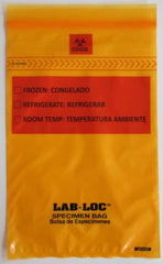 Elkay Plastics Specimen Transport Bag with Document Pouch Lab-Loc® 6 X 9 Inch LDPE Zip Closure Biohazard Symbol / Storage Instructions NonSterile