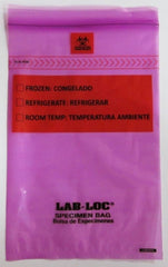 Elkay Plastics Specimen Transport Bag with Document Pouch Lab-Loc® 6 X 9 Inch LDPE Zip Closure Biohazard Symbol / Storage Instructions NonSterile