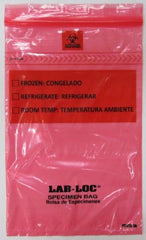 Elkay Plastics Specimen Transport Bag with Document Pouch Lab-Loc® 6 X 9 Inch LDPE Zip Closure Biohazard Symbol / Storage Instructions NonSterile