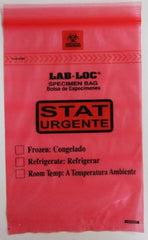 Elkay Plastics Specimen Transport Bag with Document Pouch Lab-Loc® 6 X 9 Inch LDPE Zip Closure STAT / Biohazard Symbol / Storage Instructions NonSterile