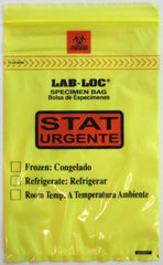 Elkay Plastics Specimen Transport Bag with Document Pouch Lab-Loc® 6 X 9 Inch LDPE Zip Closure STAT / Biohazard Symbol / Storage Instructions NonSterile