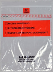 Elkay Plastics Specimen Transport Bag with Document Pouch Lab-Loc® 8 X 10 Inch LDPE Zip Closure Biohazard Symbol / Storage Instructions NonSterile