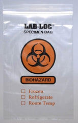 Elkay Plastics Specimen Transport Bag with Document Pouch Lab-Loc® 6 X 6 Inch LDPE Zip Closure Biohazard Symbol / Storage Instructions NonSterile