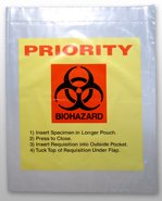 Elkay Plastics Specimen Transport Bag with Document Pouch Lab-Loc® 12 X 15 Inch LDPE Zip Closure PRIORITY / Biohazard Symbol / Storage Instructions NonSterile