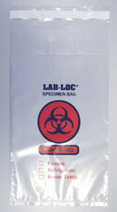 Elkay Plastics Specimen Transport Bag with Document Pouch Tamper-Evident 10 X 10 Inch LDPE Adhesive Closure Biohazard Symbol / Storage Instructions NonSterile