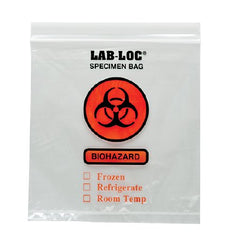 Elkay Plastics Specimen Transport Bag with Document Pouch Lab-Loc® 8 X 8 Inch LDPE Zip Closure Biohazard Symbol / Storage Instructions NonSterile