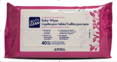 SPS Medical Supply Baby Wipe Nice'n Clean® Soft Pack Aloe / Vitamin E Scented 40 Count