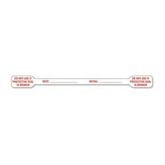 Market Lab Inc Pre-Printed Label Auxiliary Label Red Paper DO NOT USE IF PROTECTIVE SEAL IS BROKEN / DATE: _____ INITIAL: _____ Red Safety and Instructional 1/2 X 6 Inch - M-979787-2054 - Roll of 1