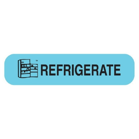 Apothecary Products Pre-Printed Label Apothecary Products® Auxiliary Label Blue Paper Refrigerate Black Temperature Control 3/8 X 1-9/16 Inch - M-979820-1519 - Box of 1000