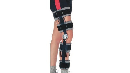 Alimed Post-Op Knee Brace RCAI® Short D-Ring / Hook and Loop Strap Closure Up to 27 Inch Thigh Circumference / Up to 19 Inch Calf Circumference 16 Inch Length Left or Right Knee