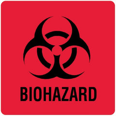 United Ad Label Pre-Printed Label UAL™ Warning Label Fluorescent Red Paper Biohazard / Symbol Black Biohazard 6 X 6 Inch - M-980046-4753 - Pack of 10