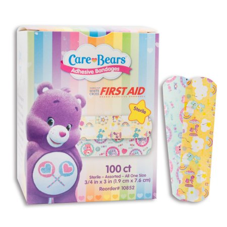 Dukal Adhesive Strip American® White Cross Stat Strip® 3/4 X 3 Inch Plastic Rectangle Kid Design (Care Bears) Sterile