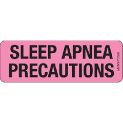 Precision Dynamics Pre-Printed Label MedVision® Advisory Label Pink Paper SLEEP APNEA PRECAUTIONS Black Biohazard 1 X 2-15/16 Inch - M-981073-2474 - Roll of 333
