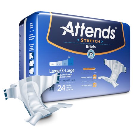 Attends Healthcare Products Unisex Adult Incontinence Brief Attends® Stretch Large / X-Large Disposable Heavy Absorbency - M-981738-4320 - Case of 96