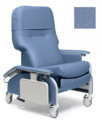 Graham-Field Clinical Care Drop Arm Recliner Ice Blue Four Tente® Swivel Caster, Three Locking Caster