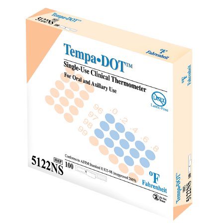 Medical Indicators Disposable Oral Thermometer Tempa·DOT™ 99 to 104 °F Color Dots Display