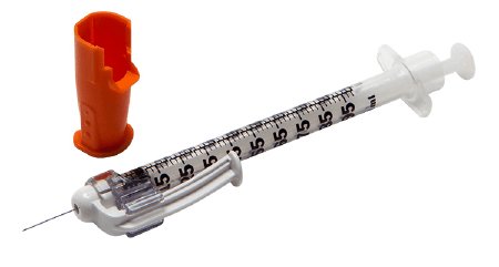 Becton Dickinson Insulin Syringe with Needle SafetyGlide™ 0.5 mL 31 Gauge 15/64 Inch Attached Needle Sliding Safety Needle