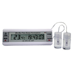PANTek Technologies LLC Refrigerator / Freezer Thermometer Thermco® Min-Max Time Stamp Fahrenheit / Celsius -40° to +158°F (-40° to +70°C) 2 Bottle Probes Door / Wall Mount Battery Operated