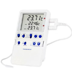 Cole-Parmer Inst. Digital Ultra-Low Freezer Thermometer Traceable® Platinum High-Accuracy Fahrenheit / Celsius -148° to +158°F (-100° to +70°C) Bullet Probe Multiple Mounting Options Battery Operated