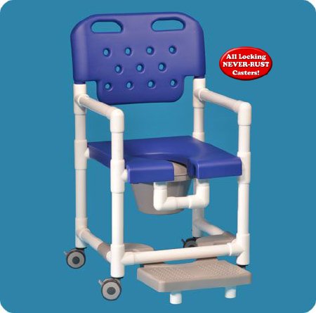 IPU Commode / Shower Chair Elite Fixed Arm PVC Frame With Backrest