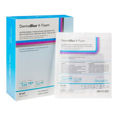 DermaRite Industries Silver Foam Dressing DermaBlue+™ Foam 4 X 4 Inch Square Sterile
