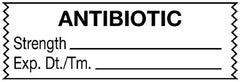 United Ad Label Drug Label UAL™ Anesthesia Label Tape Antibiotic Strength_Exp_Dt Tm White 1/2 X 1-1/2 Inch - M-984304-4114 - Roll of 1
