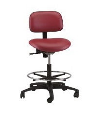 The Brewer Company Industrial Stool Task Series Contoured Backrest Pneumatic Height Adjustment 5 Casters Clamshell