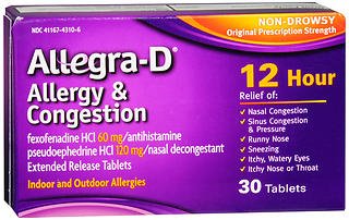 Chattem Inc Allergy Relief Allegra® 60 mg - 120 mg Strength Tablet 30 per Box