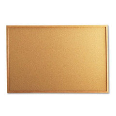 Universal® Cork Board with Oak Style Frame, 36 x 24, Natural, Oak-Finished Frame