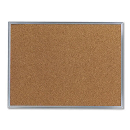 Universal® Bulletin Board, Natural Cork, 24 x 18, Satin-Finished Aluminum Frame