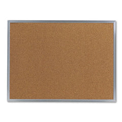 Universal® Bulletin Board, Natural Cork, 24 x 18, Satin-Finished Aluminum Frame