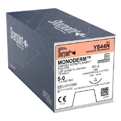 Suture with Needle Monoderm Absorbable Uncoated Undyed Suture Monofilament Polyglycolic Acid Suture Size 5 - 0 18 Inch Suture 1-Needle 16 mm Length 3/8 Circle Precision Conventional Cutting Needle
