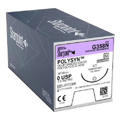 Suture with Needle PolySyn Absorbable Coated Violet Suture Braided Polyglycolic Acid Suture Size 0 36 Inch Suture 1-Needle 40 mm Length 1/2 Circle Taper Point Needle