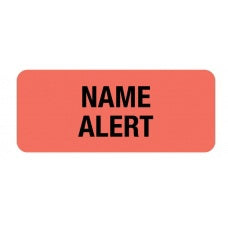 First Healthcare Products Pre-Printed Label Advisory Label Red Paper NAME ALERT Black Alert Label 15/16 X 2-1/4 Inch - M-986877-1643 - Roll of 1