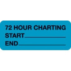 First Healthcare Products Pre-Printed Label Communication Fill In Fluorescent Blue Paper 72 HR CHARTING/START________/END_________ Black Safety and Instructional 15/16 X 2-1/4 Inch - M-986881-4228 - Roll of 1