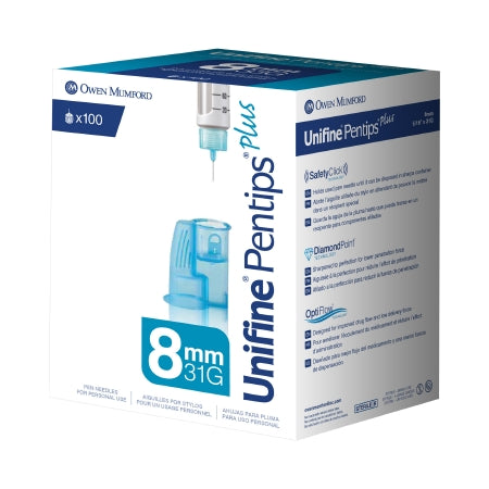 Owen Mumford Insulin Pen Needle Unifine® Pentips® Plus 31 Gauge 5/16 Inch Length Without Safety