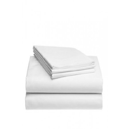 Beacon Linens Bed Sheet Flat 66 X 104 Inch White Polyester Microfiber Reusable
