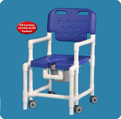 IPU Commode / Shower Chair Elite Fixed Arm PVC Frame With Backrest