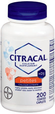 Bayer Joint Health Supplement Citracal® Petites Vitamin D / Calcium 500 IU - 400 mg Strength Tablet 200 per Bottle
