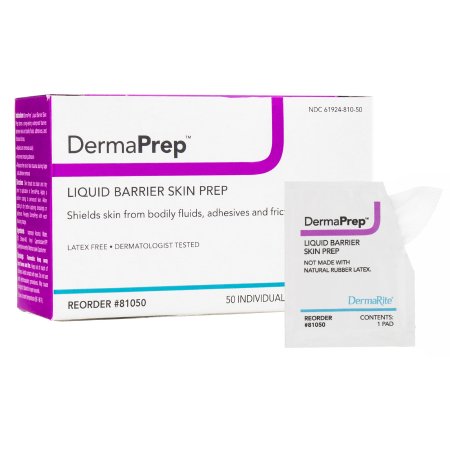 DermaRite Industries Skin Barrier Wipe DermaPrep™ 60% Strength Isopropyl Alcohol Individual Packet NonSterile