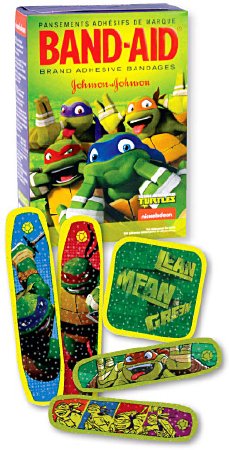 Medibadge Adhesive Strip Band-Aid® 1/2 Inch / 5/8 X 2-1/4 Inch / 3 X 3/4 Inch Plastic Rectangle / Square Kid Design (Teenage Mutant Ninja Turtles) Sterile