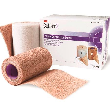 3M 2 Layer Compression Bandage System 3M™ Coban™ 2 2-9/10 Yard X 4 Inch / 4 Inch X 5-1/10 Yard 35 to 40 mmHg Self-adherent / Pull On Closure Tan / White NonSterile