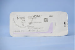 Suture with Needle Coated Vicryl Absorbable Coated Violet Suture Braided Polyglactin 910 Size 2 27 Inch Suture 1-Needle 65 mm Length 1/2 Circle Taper Point Needle