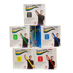 Fabrication Enterprises Exercise Resistance Band Set Sup-R Band® Twin-Pak® Yellow / Red / Green / Blue / Black 5 Inch X 50 Yard X-Light to X-Heavy Resistance