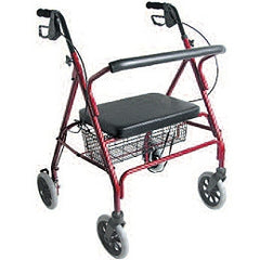 Patterson Medical Supply Bariatric 4 Wheel Rollator DMI® Burgundy Extra Wide Steel Frame