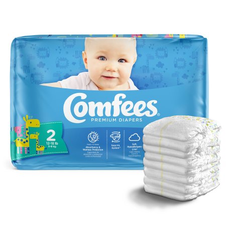 Attends Healthcare Products Unisex Baby Diaper Comfees® Size 2 Disposable Moderate Absorbency - M-993244-3673 - Case of 168