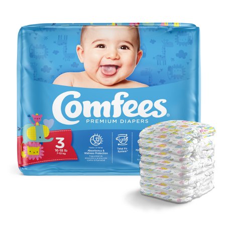 Attends Healthcare Products Unisex Baby Diaper Comfees® Size 3 Disposable Moderate Absorbency - M-993245-3117 - Bag of 36