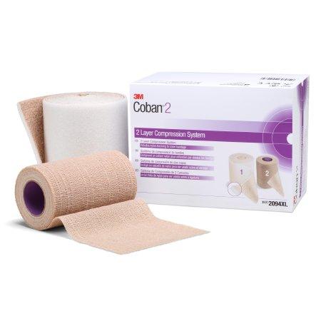 3M 2 Layer Compression Bandage System 3M™ Coban™ 2 4 Inch X 3-4/5 Yard / 4 Inch X 6-3/10 Yard 35 to 40 mmHg Self-adherent / Pull On Closure Tan / White NonSterile